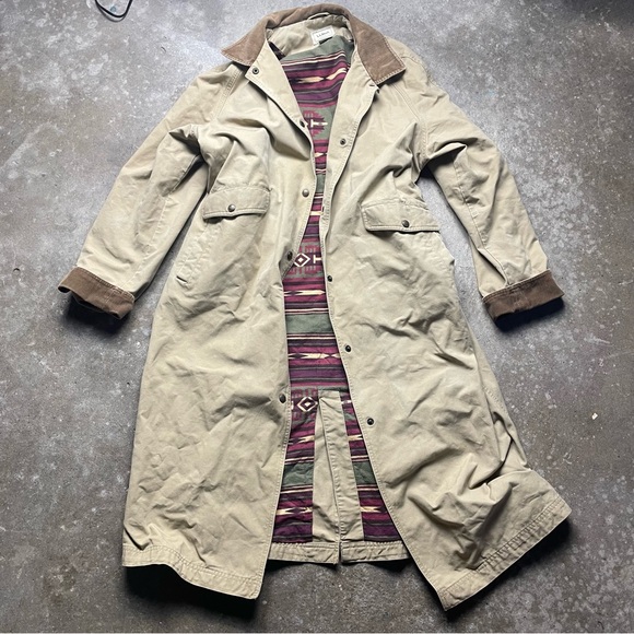 L.L. Bean Jackets & Blazers - L.L.Bean Classic Canvas Full Length Field Coat Aztec Lining Vintage Chore XL P